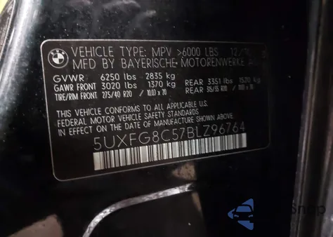 2011 BMW X6 xDrive50I from USA, damaged, VIN 5UXFG8C57BLZ96764